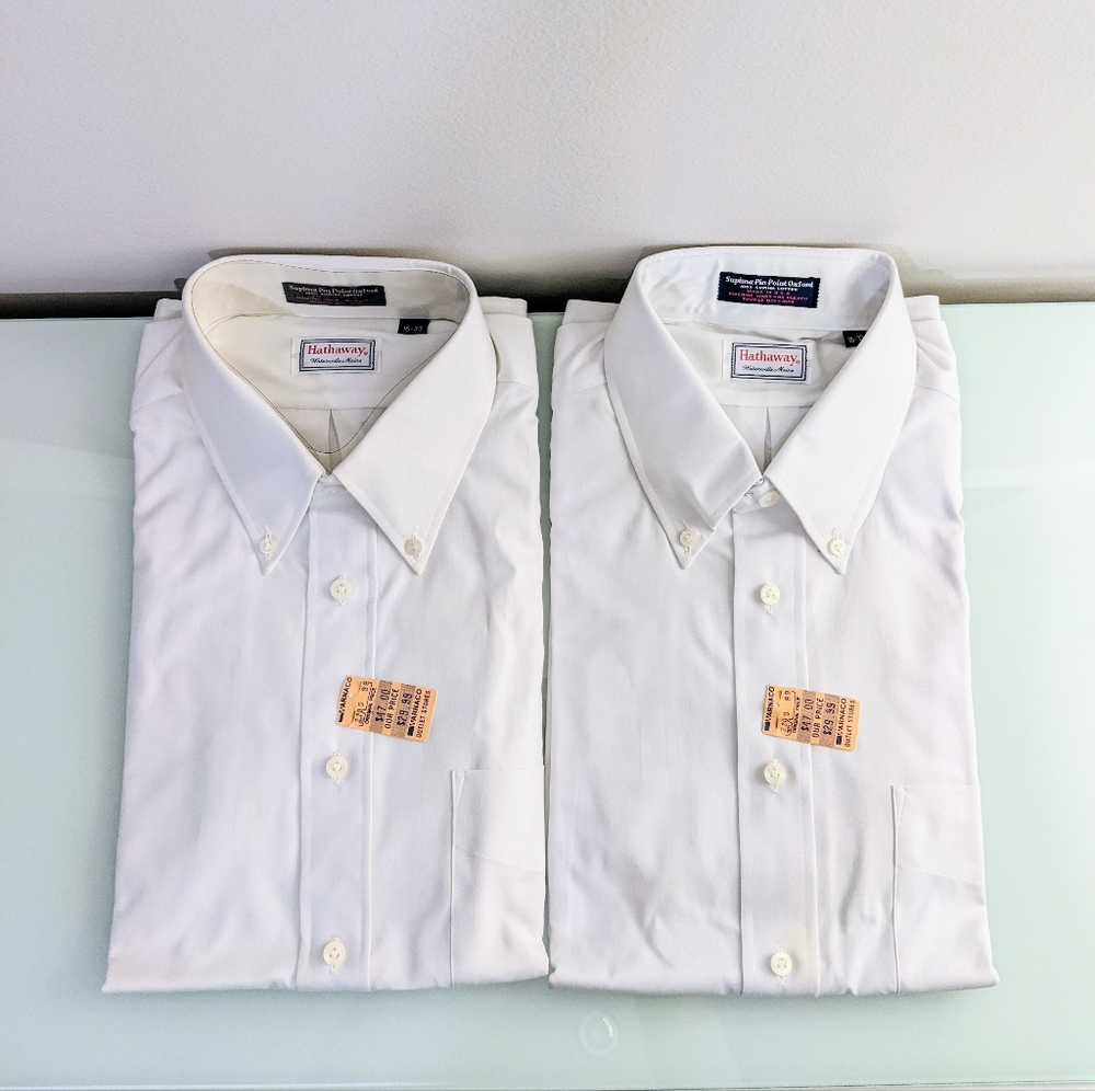 Vintage Hathaway Men's Oxford Dress Shirt White, 100% Cotton